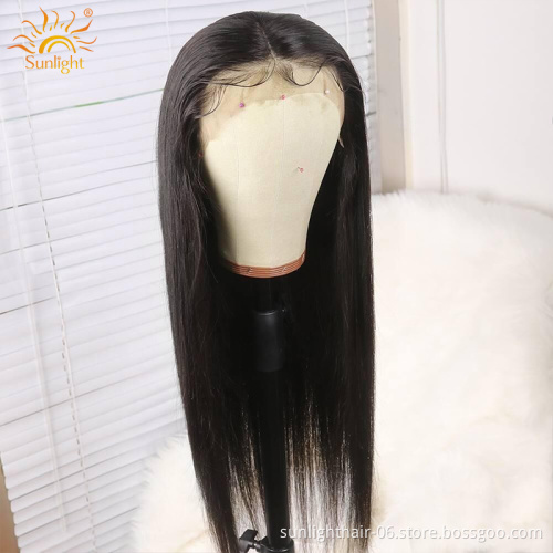 Sunlight brazilian straight 360 lace frontal wigs with baby hair for women black color brazilian